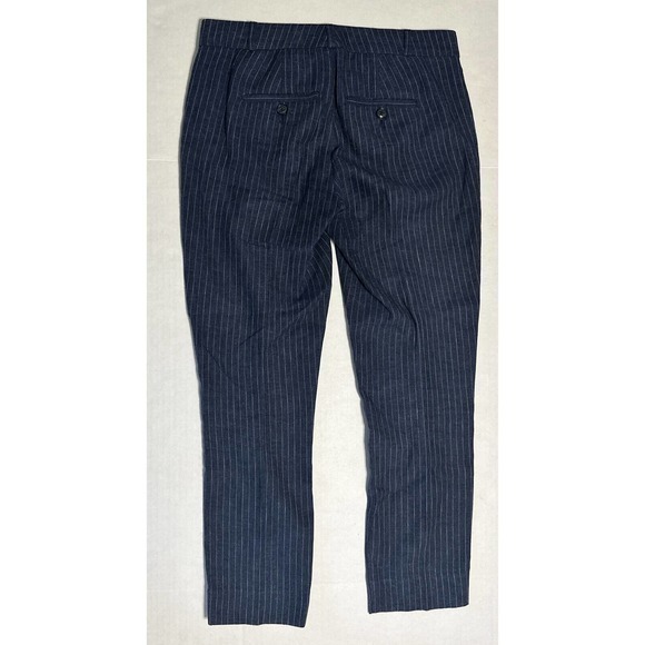 Banana Republic Factory White Navy Blue Ryan Pinstripe Straight Leg Pants Sz 00P - Picture 11 of 15